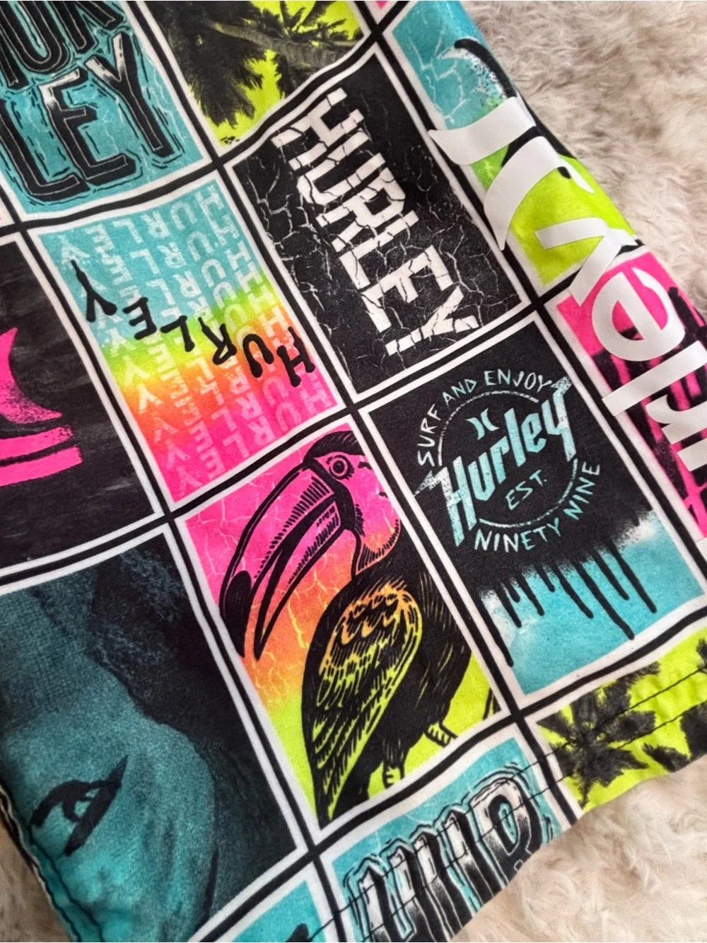 Hurley Neon Patchwork Graphic Swim Shorts